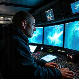 Un operatore ROV monitora lo schermo
